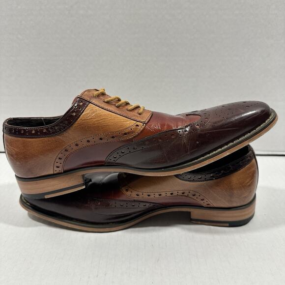 Stacy Adams Men's Wingtip Oxford Dress Shoes 8.5M 2-Tone Leather Brogue - Picture 14 of 16
